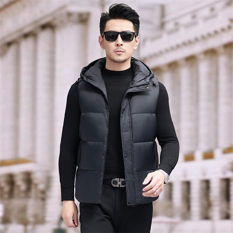 冬季轻薄羽绒马甲男外套2026年新款高端连帽保暖羽绒服潮服马夹，男装羽绒服，钱塘6003（原4033）