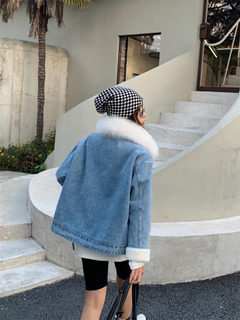 牛仔配狐狸毛领派克服，其它，转角爱尚