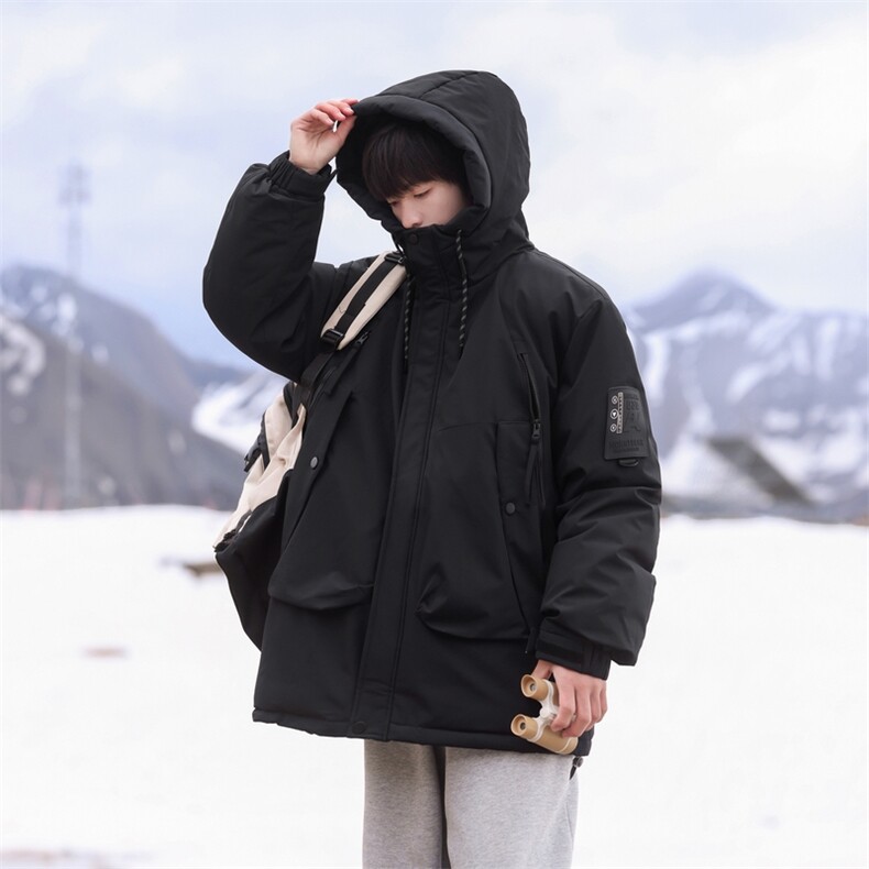 冬季男女登山服白鸭绒连帽纯色工装羽绒服外套A406Y93987P238,男装羽绒服,星座309（原A406）