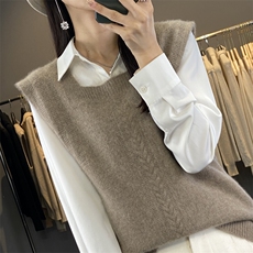 背心裙内搭马甲针织打底衫女秋冬2024新款方领马甲，女装马甲，羿纯羊绒