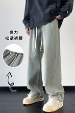 牛仔裤男港风直筒裤宽松美式高街休闲牛仔裤CK2331-P45控78，男装牛仔裤，星座717