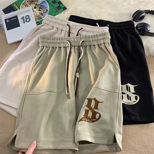 港风麂皮绒运动休闲裤美式高街五分裤宽松直通短裤DK017 P38图片