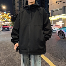 港风二开纯色上衣夹克宽松落肩拼色冲锋衣外套JK835P75，男装夹克，星座1204-3