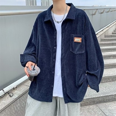 秋季ins灯芯绒长袖衬衫男港风cityboy衬衣高街宽松外套W6247-P35，男装衬衫，星座512-2