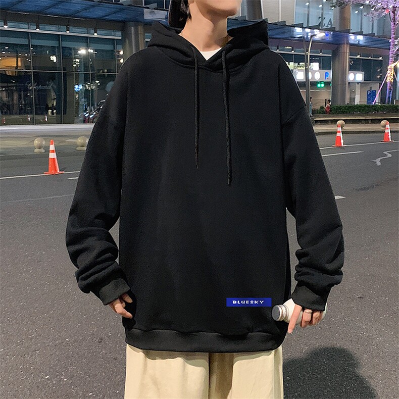 WY2202-P35加绒款-P40纯棉连帽卫衣男大码运动帽衫宽松薄外套男,男装卫衣,电商A040