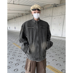 2025秋装包边拉链装饰设计感美式机车牛仔夹克外套 A025-Y57-P80图片