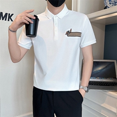 店主风社会小伙男翻领刺绣POLO衫男士夏季男上衣301A-1/PL116/P55，男装Polo衫，星座301A-1