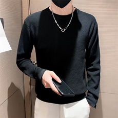 新款秋冬季毛衣男针织衫男宽松圆领潮流黑色拼接保暖青年S526，男装针织衫/毛衣，星座1116A-2（原606A-1）