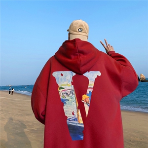 秋季宽松大码港风油画v印花连帽卫衣LW116-特p35 （抖音不可售）图片