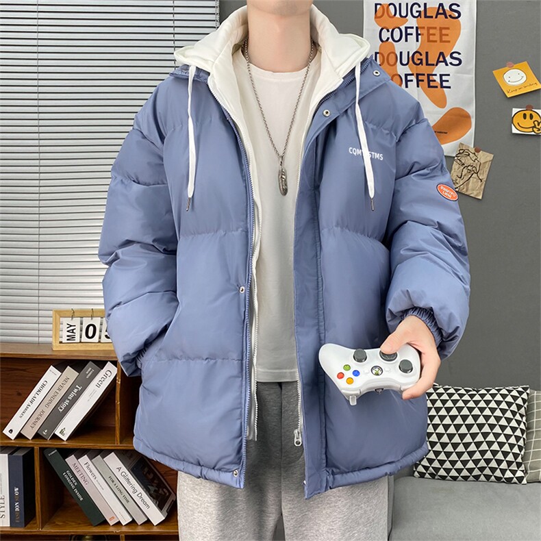 大货到仓！2022港风情侣棉衣男女假两件连帽棉服WT08,男装棉衣,星座1508-3