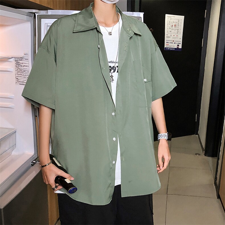 2021年春季新款纯色衬衫女宽松落肩港风衬衫男DS-C407-CS302-P35,男装衬衫,电商C323-1