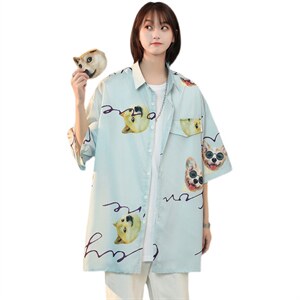 2024夏季新款动物图案情侣百搭短袖衬衫A158-CS610-P45控58,男装衬衫,电商A158-1