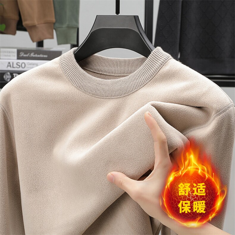 秋冬季奥利绒圆领休闲商务卫衣保暖打底衫户外潮品上衣男装,男装卫衣,钱塘6003（原4033）