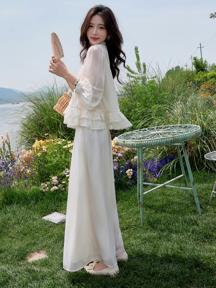 新中式套装女2026夏新款巨好看的小香风气质防晒阔腿裤两件套,女装套装/套裙,水衣源