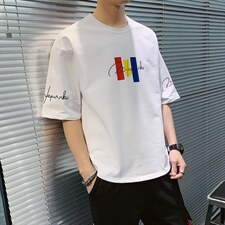 2024夏季新款短袖t恤男宽松潮流打底韩版五分半袖DT14P30，男装T恤，电商A086