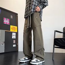 春季潮流美式高街垂感褶皱设计宽松直筒长裤A436-857-P35，男装休闲裤，电商A436