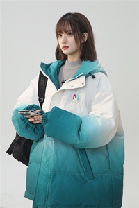 XZ-230-1MY52中性风简约百搭扎染渐变刺绣休闲连帽棉服P128控158图片