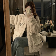 C938-P165复古羊羔绒棉衣外套女潮牌冬季立领宽松保暖棉服上衣，男装棉衣，星座911-2(原星座613-2）