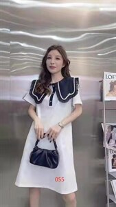 2022初夏新款针织诲军领连衣裙,女装连衣裙,西子玛雅