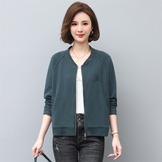 2022年秋季新款拉链衫绣花字母宽松卫衣女长袖立领短外套，女装短外套，伊满意