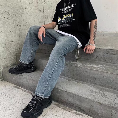 新款春季水洗宽松阔腿牛仔裤C112P36