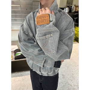春秋复古工装牛仔外套男女高街美式vintage解构分割袖子倒装夹克图片
