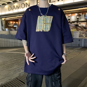 2024新款美式复古短袖t恤宽松半袖圆领痞百搭潮流 现货T1766-P34图片