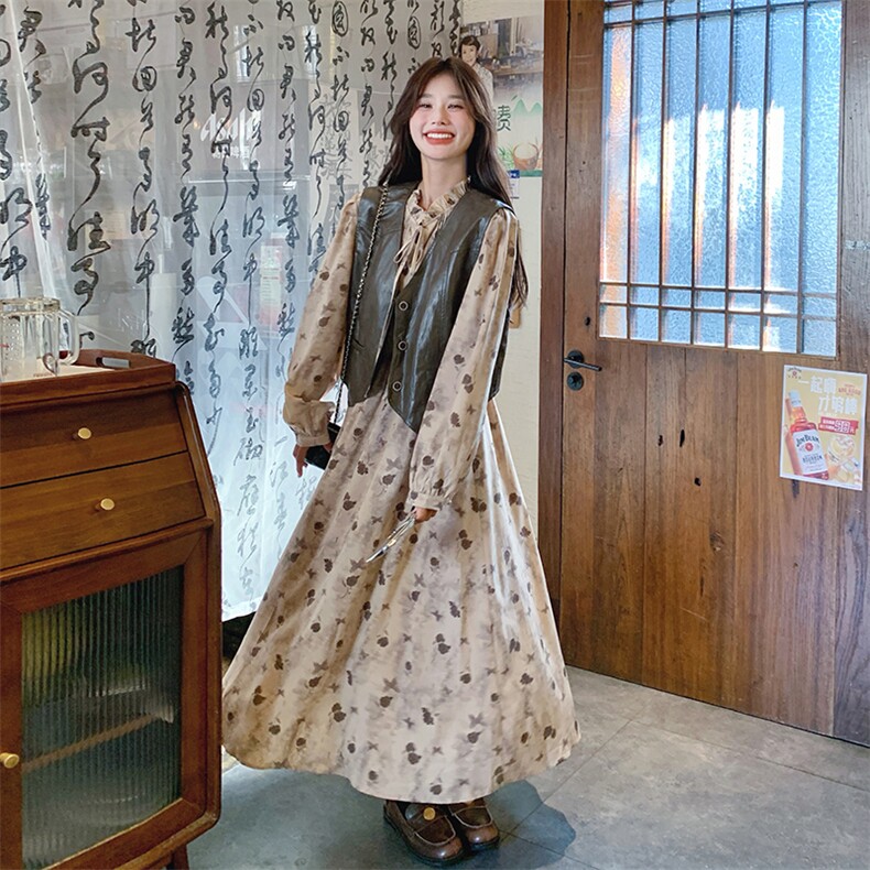 26春装现货马甲碎花连衣裙两件套2C032182P165K228,女装连衣裙,2C032