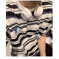 复古条纹短袖T恤男士美式潮牌夏季半袖圆领宽松T恤男LSK422-P26，男装T恤，星座1008