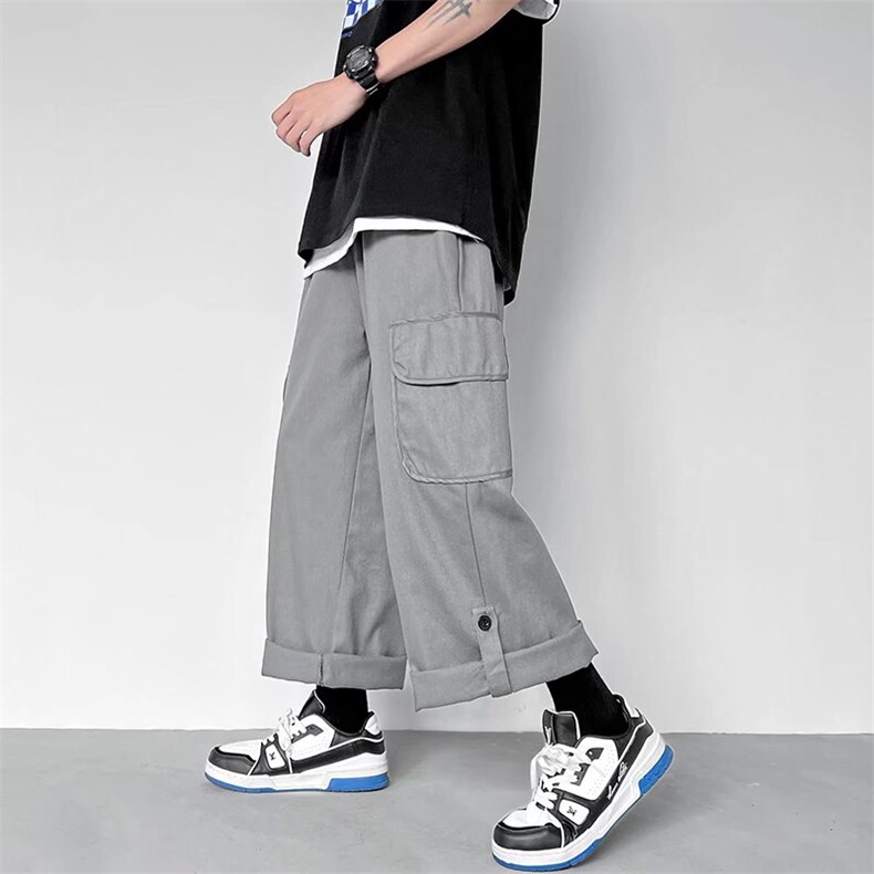春夏运动休闲裤男直筒垂感ins潮牌港风斜纹工装M923P36,男装休闲裤,星座1116-2