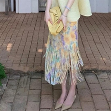 三宅风半身裙女夏褶皱碎花半身裙2025新款今年流行半身裙，女装半身裙，灵动羽绒服工厂