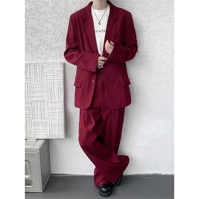 潮流休闲西装外套高级痞帅宽松韩版自带垫肩西服外套可整套搭配，男装西服，电商B319