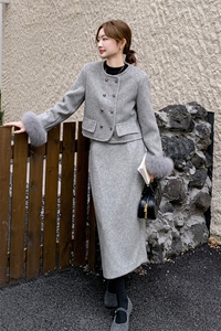 有货【新品】 时尚减龄小香风羽绒服袖口真毛663#-P295-K398图片