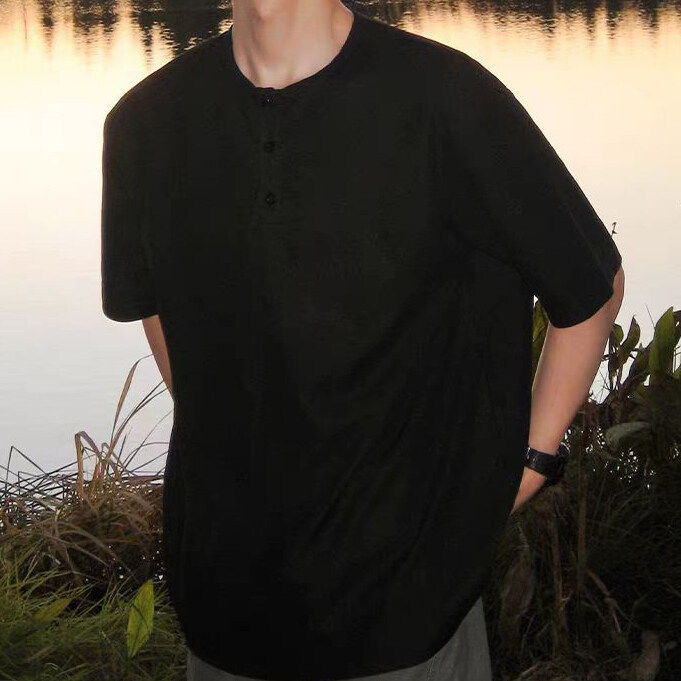 亨利领短袖T恤百搭宽松复古体恤衫休闲运动上衣310A-PL02-特批14，男装T恤，星座310A-4