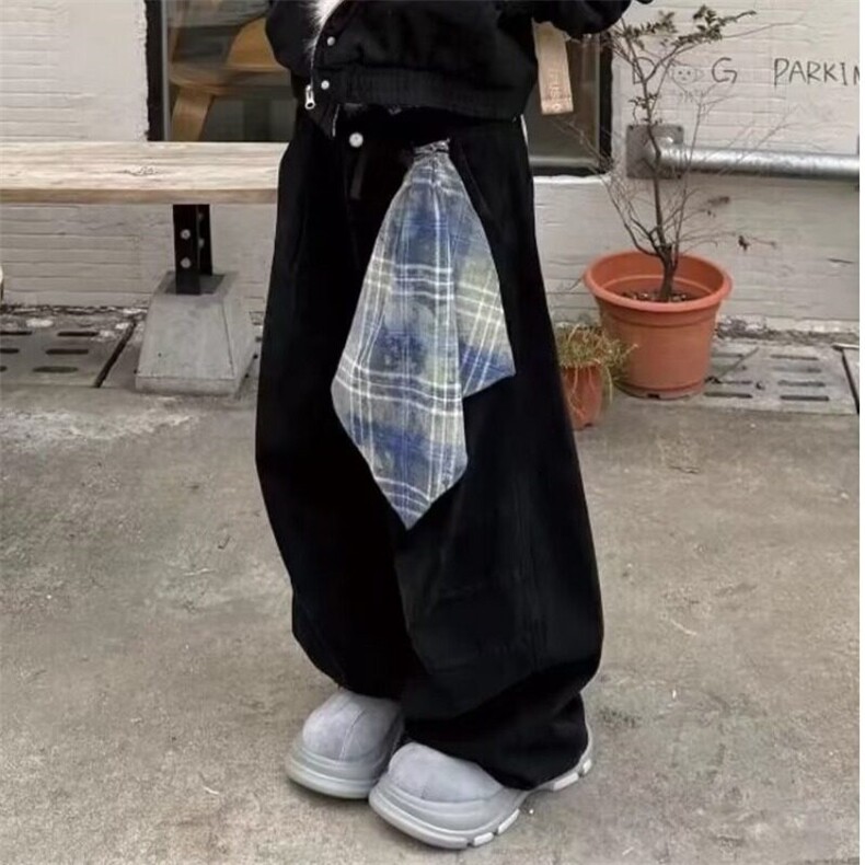 2025新款牛仔裤女美式复古弯刀版型廓形高级感休闲阔腿长裤潮,女装牛仔裤,星座506A