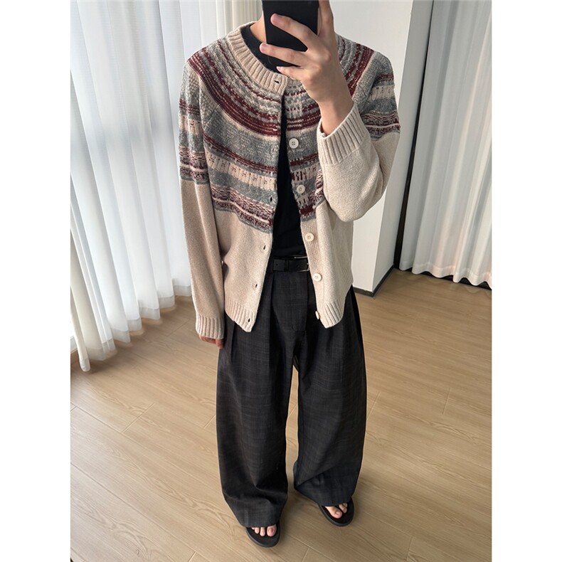 老钱风抖音质量情侣氛围费尔岛针织开衫外套W1762/特P55,女装短外套,电商B350
