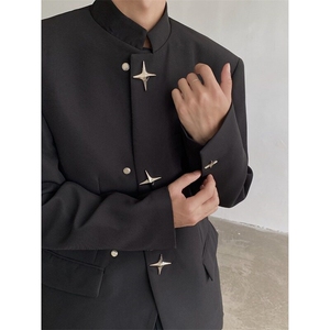 W9233-P68 网图现货 春新款新中式垫肩西装外套风立领西服夹克图片