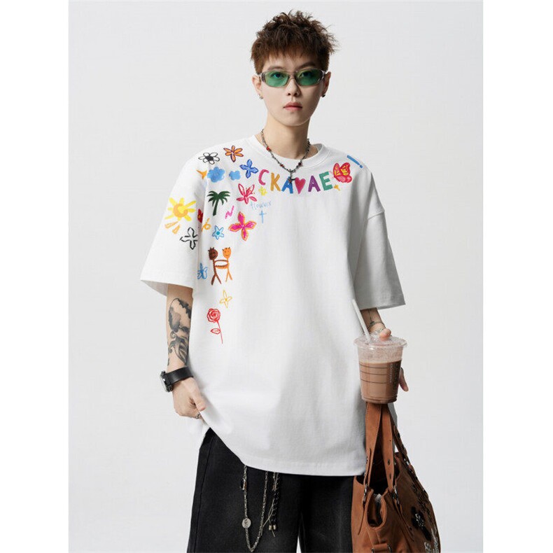 706-T0279-P29特P260克重磅现货夏季印花短袖T恤情侣打底衫,男装T恤,星座706