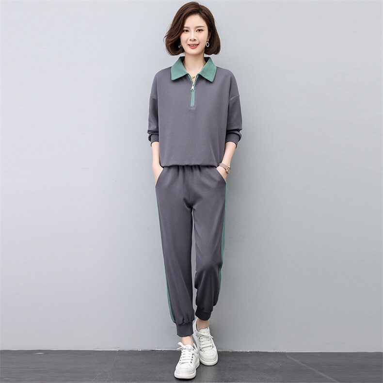 春季新款休闲时尚套装女宽松显瘦运动服两件套,女装套装/套裙,悦见她