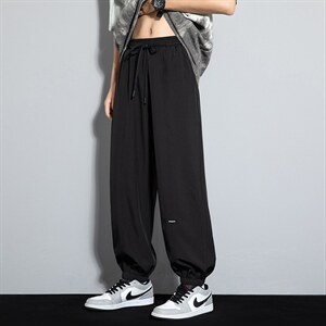 2023夏款冰丝薄款垂感灰墙风男透气贴标束脚休闲九分裤K23697-P35图片