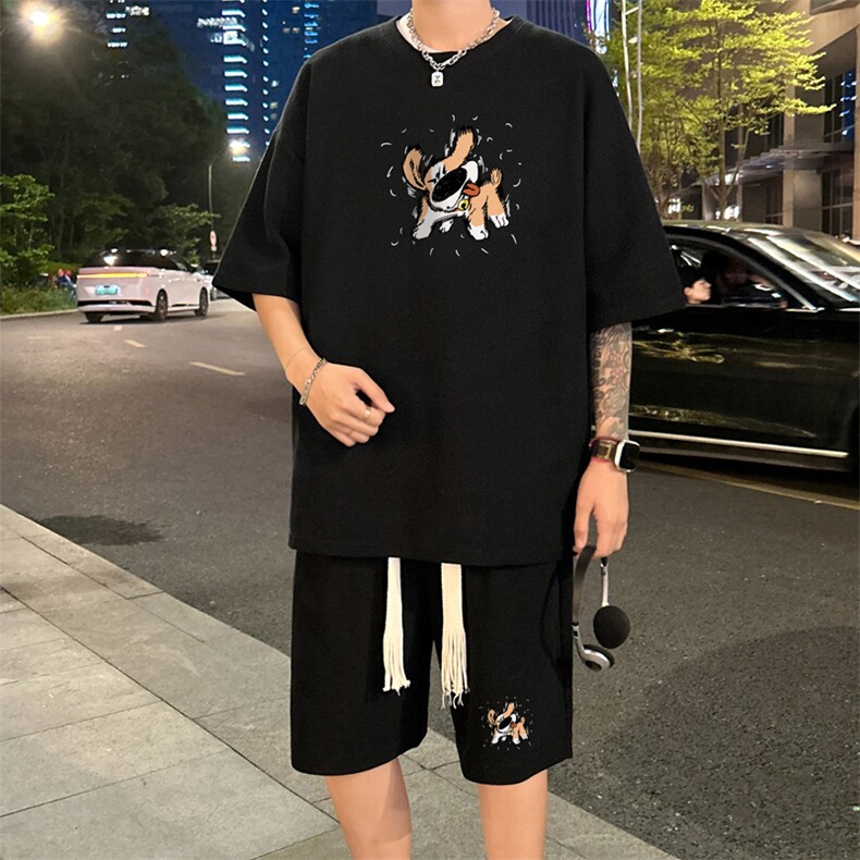 套装！华夫格套装短袖T恤短裤男TZ229-特P38,男装牛仔裤,电商B367