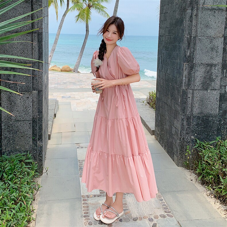 现货法式V领蛋糕裙2C105-8860-P125-K178,女装连衣裙,2C105