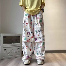 美式炸街涂鸦彩色卡通印花工装裤子HK120P40，男装休闲裤，星座1116-2