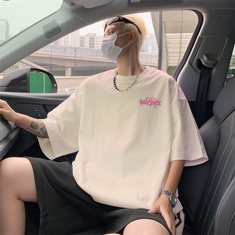 美式重磅情侣短袖T恤2025新款潮流夏季潮牌纯棉痞帅高街男生半袖,男装T恤,星座715-4