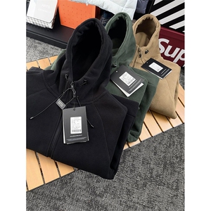 高品 基础双面摇粒绒加厚保暖休闲连帽夹克卫衣外套男女A1191-P65图片