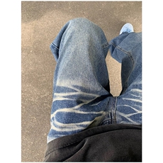 复古水洗蓝牛牛仔裤男春季潮牌宽松休闲裤直筒微喇裤N9099，男装牛仔裤，星座1116A（原606A-3）