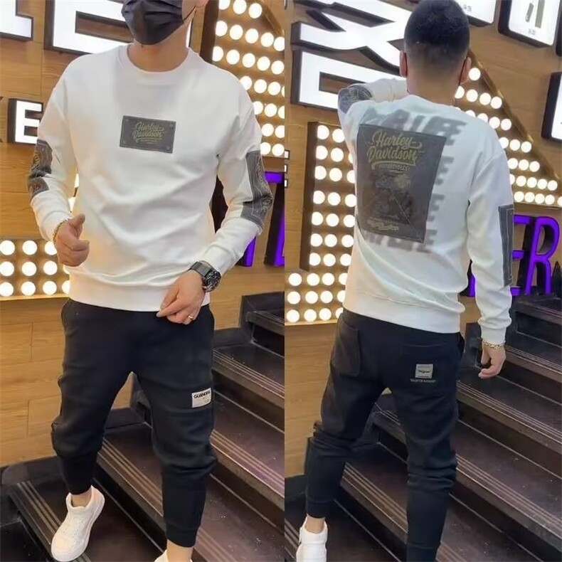 1506-1/W40551/P42复古连帽套头刺绣红色卫衣情侣装抓绒水洗男女,男装卫衣,星座1506-1