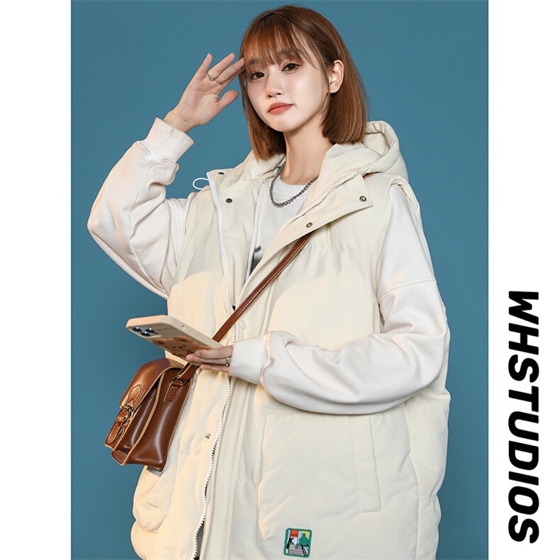 冬款中性加厚纯色连帽棉服马甲背心棉衣外套男士 8130-P95控价118图片