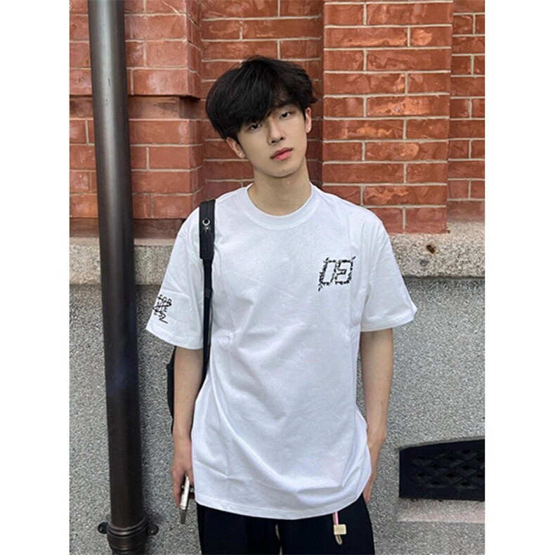 CP1205-P35重磅潮刺绣短袖t恤男女上宽松休闲夏季半袖T恤衣,男装T恤,电商B323A
