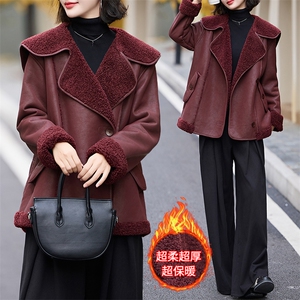 冬天大翻领羊羔毛皮毛一体羊羔绒厚外套女秋冬2024新款高级感图片